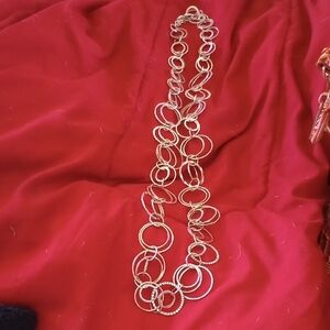 Modern Silver Interlocking Circle Necklace
